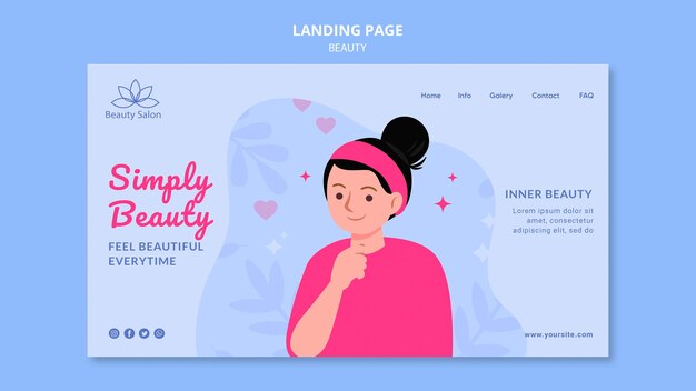 Modèle de page de destination de beauté illustré