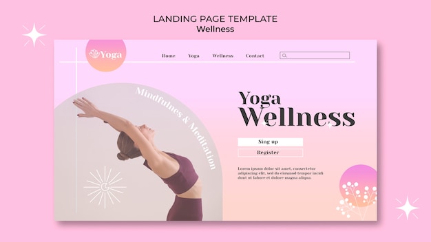PSD gratuit modèle de page de destination de bien-être dégradé avec des étoiles brillantes