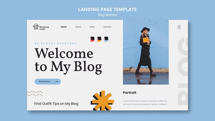 PSD gratuit modèle de page de destination de blog de mode