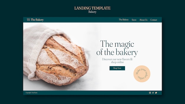 PSD gratuit modèle de page de destination de boulangerie