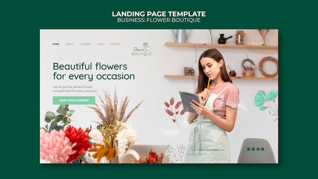 PSD gratuit modèle de page de destination de boutique de fleurs