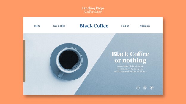 Modèle de page de destination de café