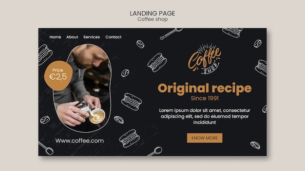 Modèle De Page De Destination De Café