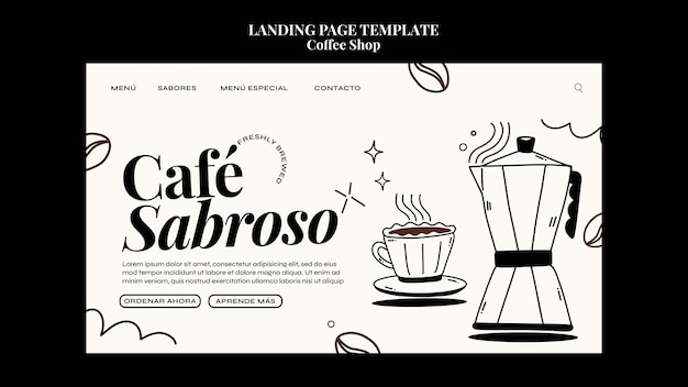 Modèle de page de destination de café