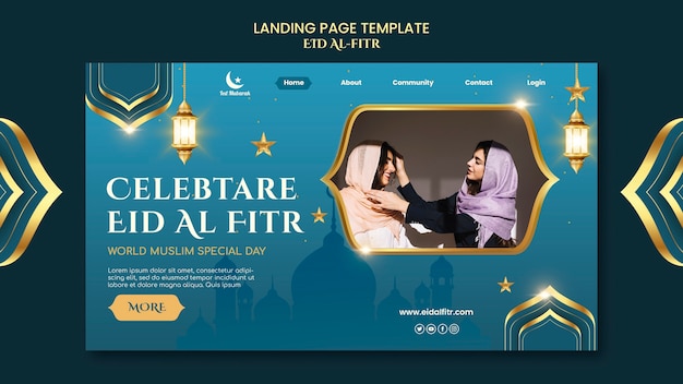 PSD gratuit modèle de page de destination de célébration de l'aïd al fitr