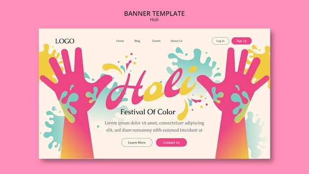 PSD gratuit modèle de page de destination de célébration du festival holi