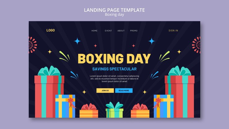 PSD gratuit modèle de page de destination de célébration du lendemain de noël