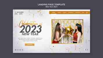 PSD gratuit modèle de page de destination de célébration du nouvel an doré