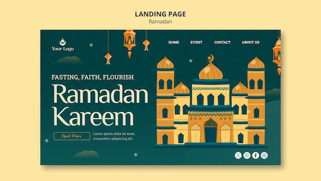 PSD gratuit modèle de page de destination de célébration du ramadan