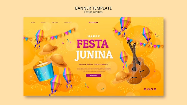 PSD gratuit modèle de page de destination de célébration de festas juninas