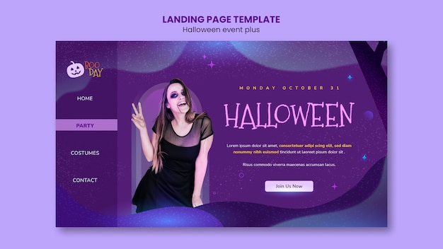 PSD gratuit modèle de page de destination de célébration d'halloween effrayant