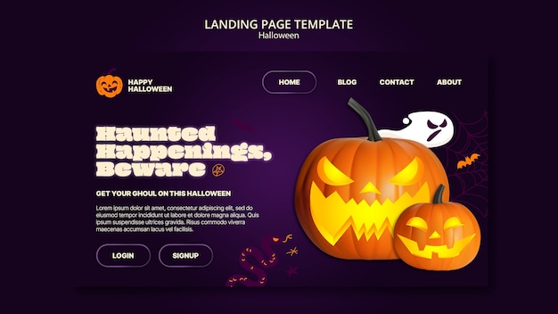 PSD gratuit modèle de page de destination de célébration d'halloween