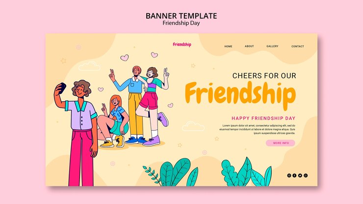PSD gratuit modèle de page de destination de célébration de la journée de l'amitié
