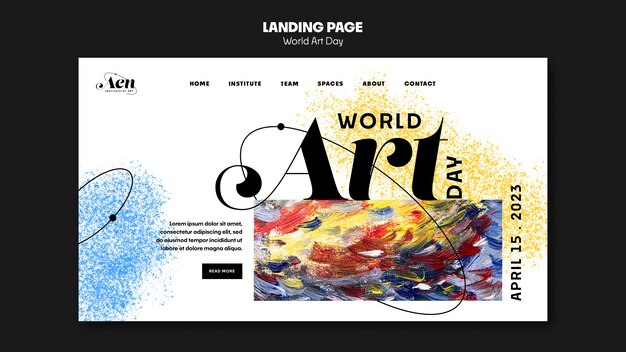 Modèle de page de destination de célébration de la journée mondiale de l'art
