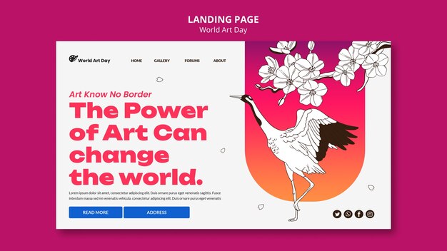 Modèle de page de destination de célébration de la journée mondiale de l'art