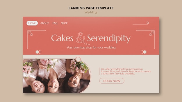 Modèle de page de destination de célébration de mariage minimal