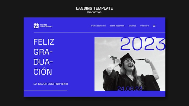 PSD gratuit modèle de page de destination de célébration de remise des diplômes