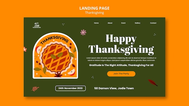 PSD gratuit modèle de page de destination de célébration de thanksgiving