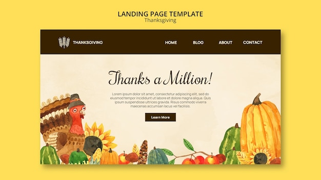 Modèle De Page De Destination De Célébration De Thanksgiving