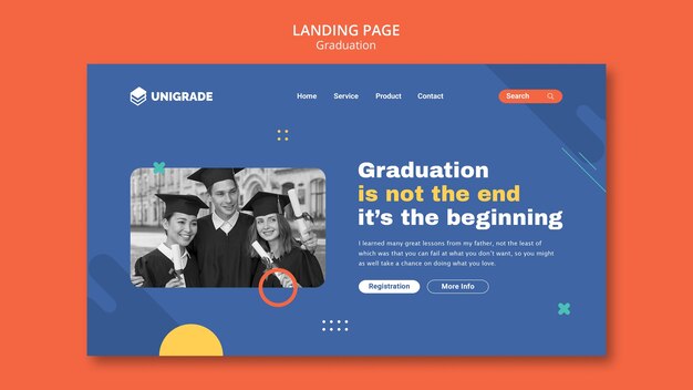 Modèle de page de destination de la cérémonie de remise des diplômes