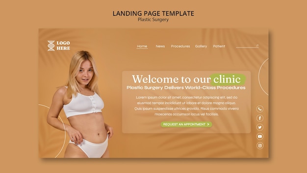 PSD gratuit modèle de page de destination de chirurgie plastique minimale