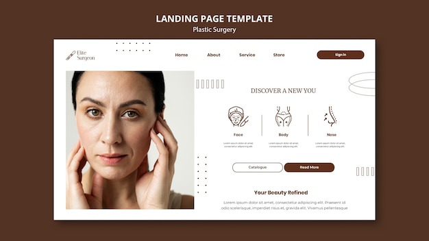 PSD gratuit modèle de page de destination de chirurgie plastique minimale