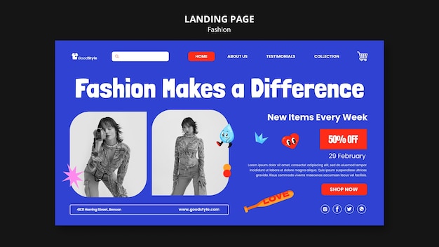 PSD gratuit modèle de page de destination de collection de mode