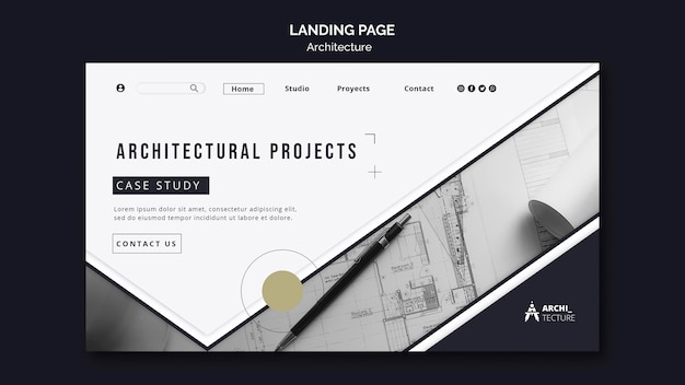 Modèle de page de destination de concept d'architecture