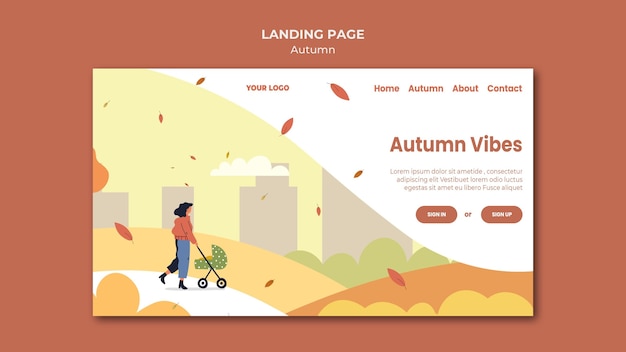 Modèle De Page De Destination De Concept D'automne