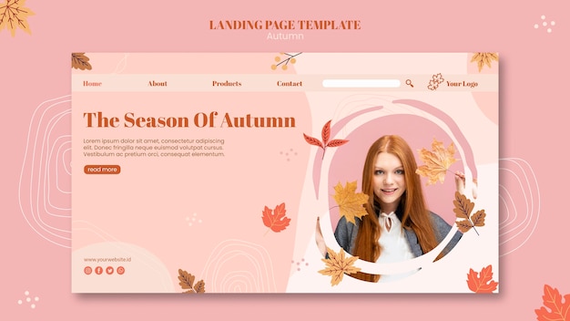 PSD gratuit modèle de page de destination de concept d'automne