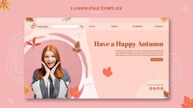 Modèle de page de destination de concept d'automne