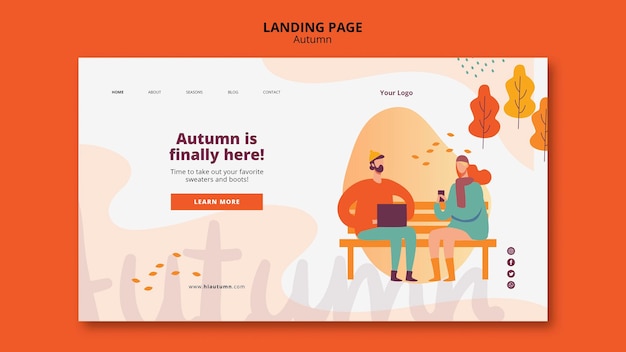 PSD gratuit modèle de page de destination de concept d'automne