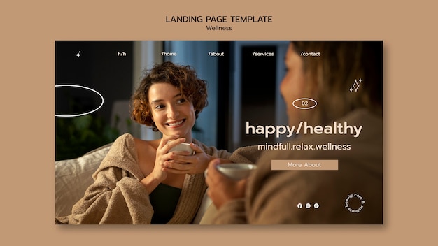 Modèle de page de destination de concept de bien-être