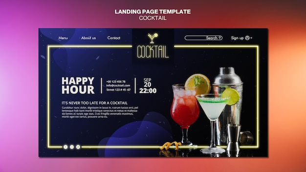 Modèle de page de destination de concept de cocktail