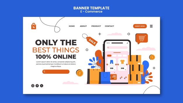 Modèle de page de destination de concept de commerce électronique
