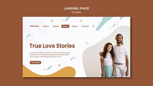 Modèle de page de destination de concept de couple