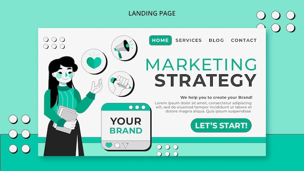 PSD gratuit modèle de page de destination de concept marketing