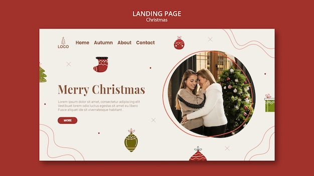 PSD gratuit modèle de page de destination de concept de noël