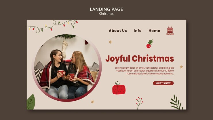 PSD gratuit modèle de page de destination de concept de noël