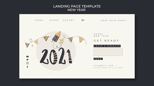 PSD gratuit modèle de page de destination de concept de nouvel an