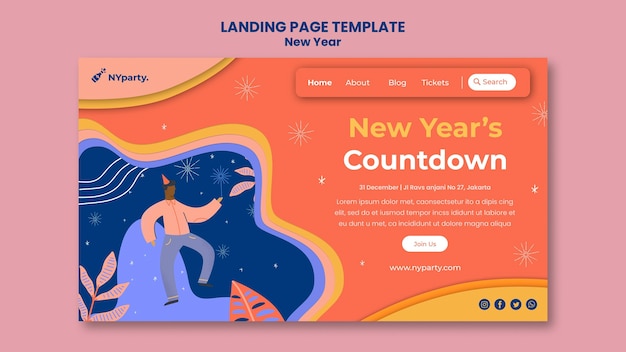 PSD gratuit modèle de page de destination de concept de nouvel an