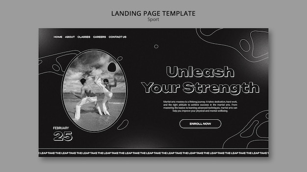 PSD gratuit modèle de page de destination de concept sportif