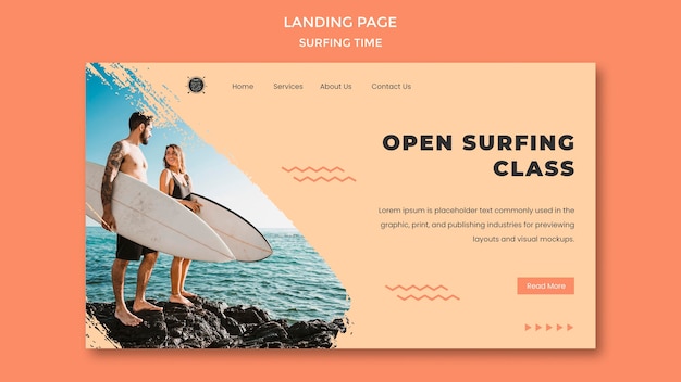 Modèle De Page De Destination De Concept De Surf