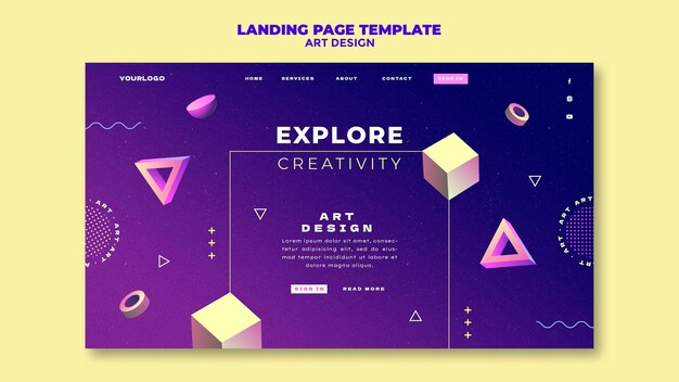 Modèle de page de destination de conception artistique