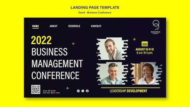 Modèle de page de destination de la conférence de gestion d'entreprise