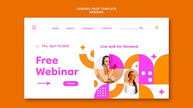 PSD gratuit modèle de page de destination de la conférence webinaire