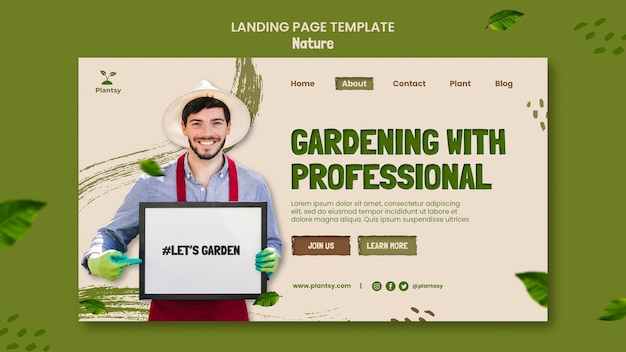 PSD gratuit modèle de page de destination de conseils de jardinage