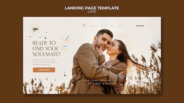 PSD gratuit modèle de page de destination de couple charmant