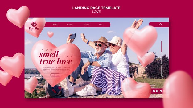 Modèle de page de destination de couple de personnes âgées