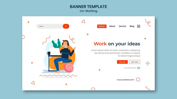 PSD gratuit modèle de page de destination de coworking créatif
